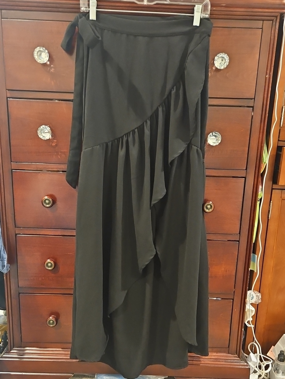5/25 Women’s Black High-Low Ruffle Wrap Skirt